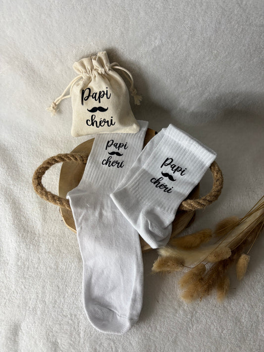 Chaussettes Papi chéri + Pochon