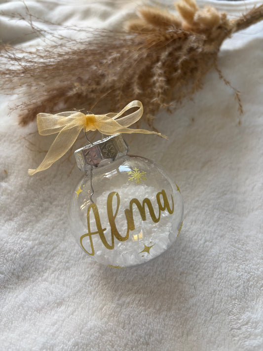 Boule de Noël personnalisée avec fausse neige
