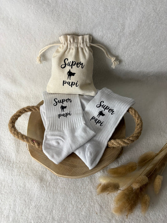 Chaussettes Super papi + pochon