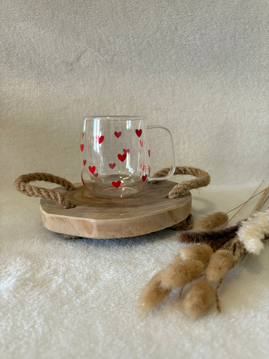 Tasse en verre à double paroi  - cœur