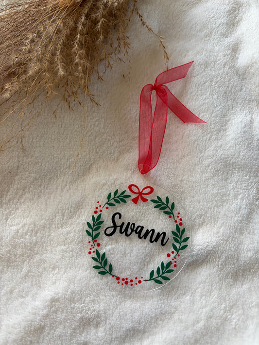 Boule de Noël personnalisée – Guirlande de houx