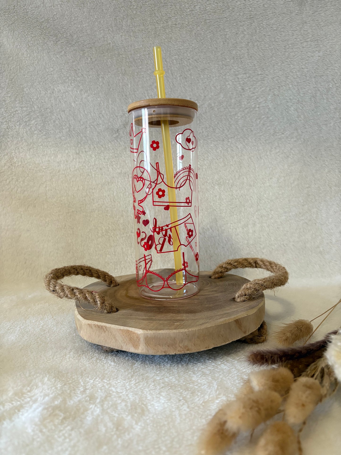 Gourde en verre + paille - Girl Boss