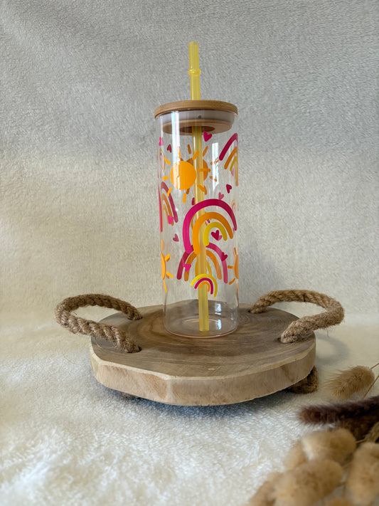 Gourde en verre + paille - Summer