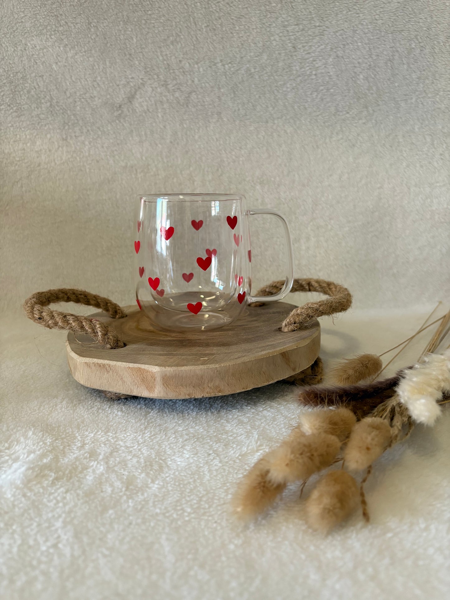 Tasse en verre à double paroi  - cœur